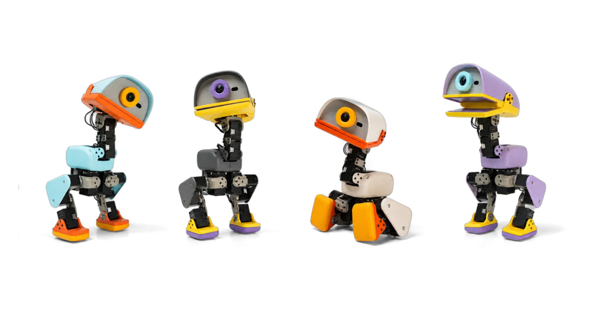 Microduck AI companion colourways standing side by side